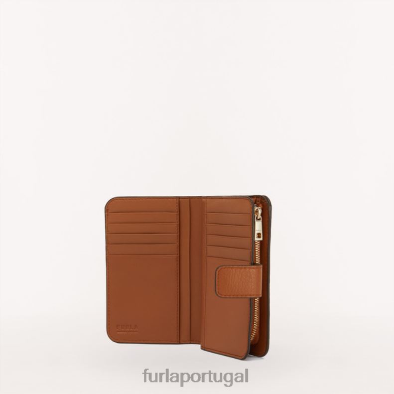 conhaque h acessórios JP6JF184 carteira compacta camélia m mulheres Furla